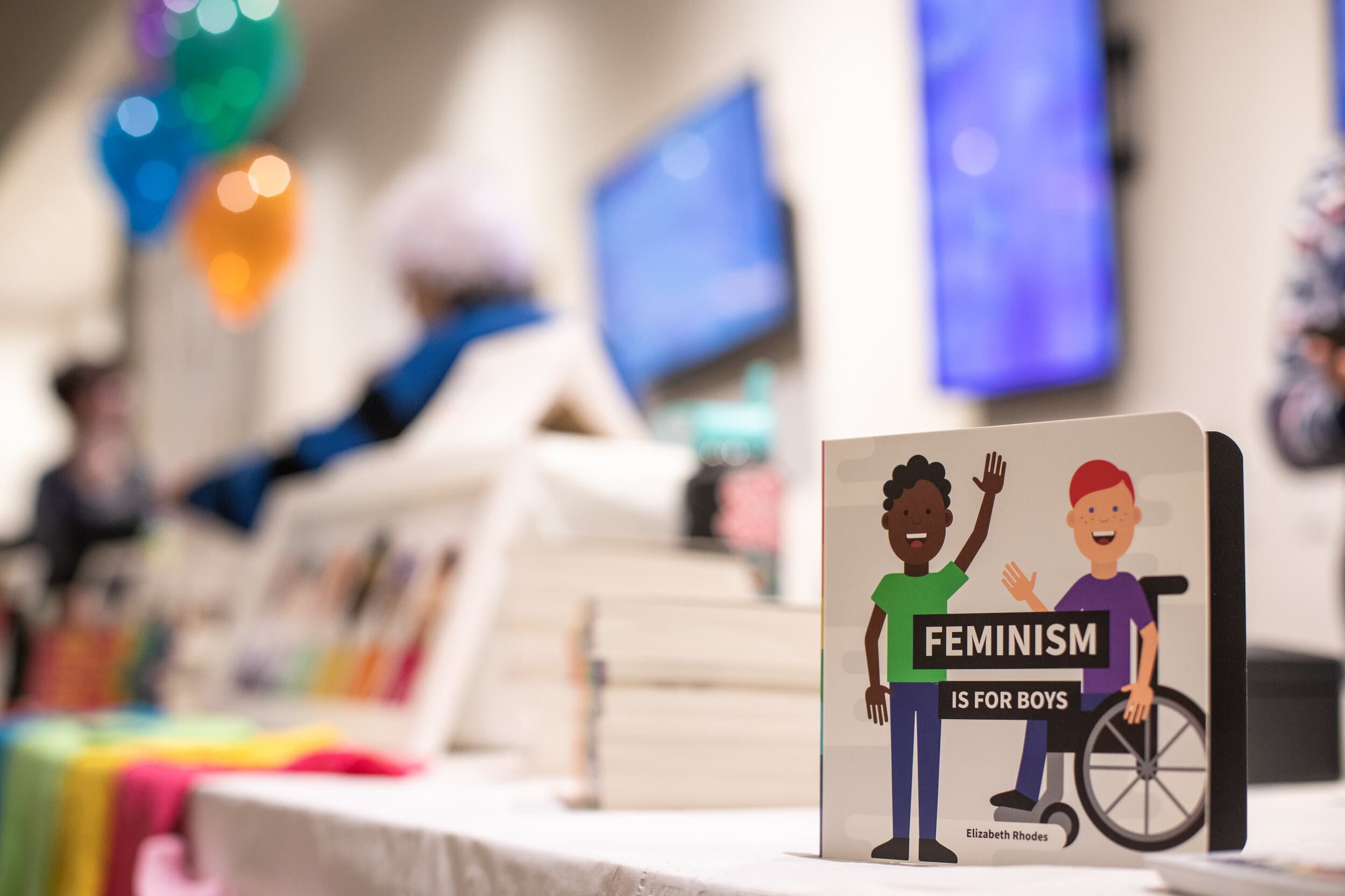Feminism is for Boys display at a public event